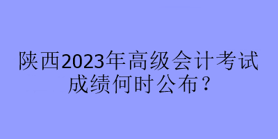 陕西2023年高级会计考试成绩何时公布? 陕西2023年高级会计考试成绩何时公布?