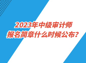 2023年中级审计师报名简章什么时候公布？