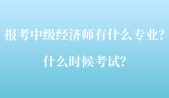 报考中级经济师考试有什么专业？什么时候考试？