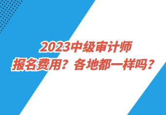 2023中级审计师报名费用？各地都一样吗？