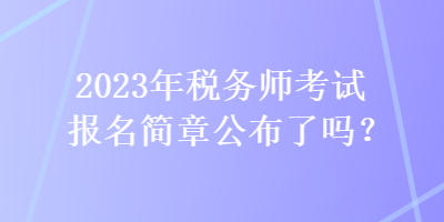 2023年税务师考试报名简章公布了吗？