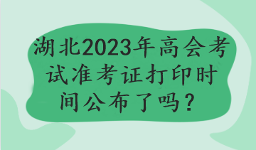 湖北2023年高会考试准考证打印时间公布了吗？