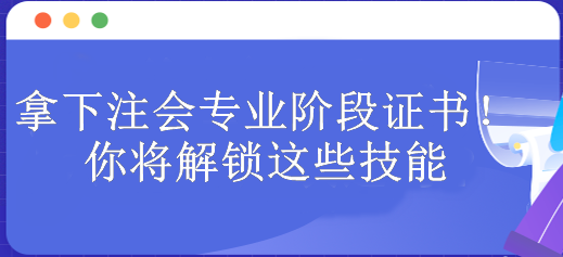 拿下注会专业阶段证书！你将解锁这些技能 包含...