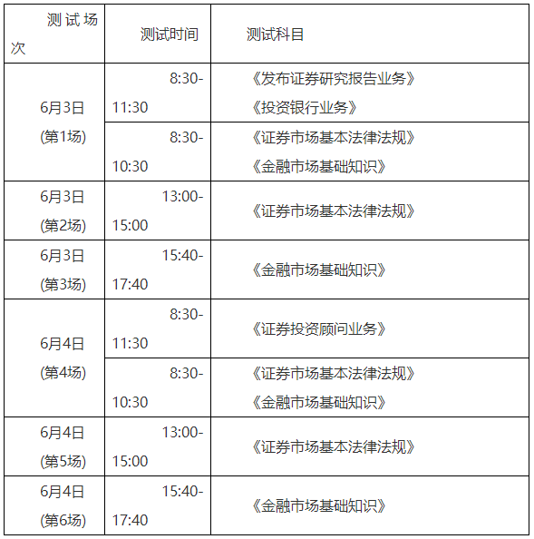 证券考试时间 证券考试时间