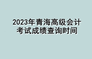 2023年青海高级会计考试成绩查询时间