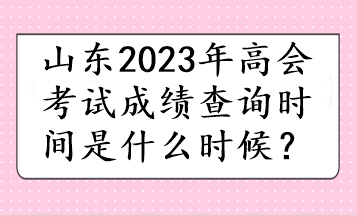 山东2023年高会考试成绩查询时间是什么时候？