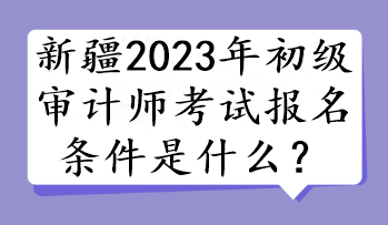 新疆2023年初级审计师考试报名条件是什么? 新疆2023年初级审计师考试报名条件是什么?