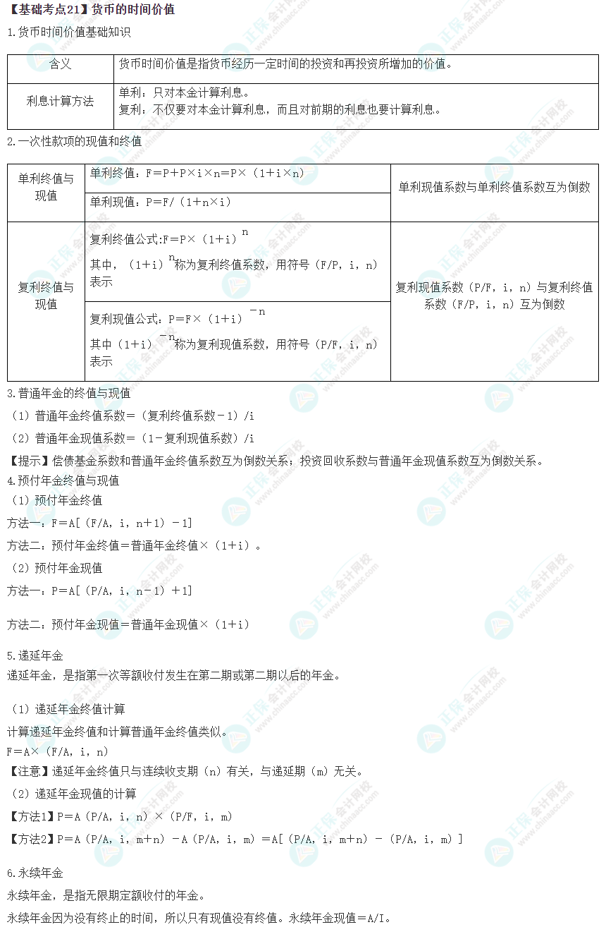 2023年注会《财管》基础阶段必学知识点