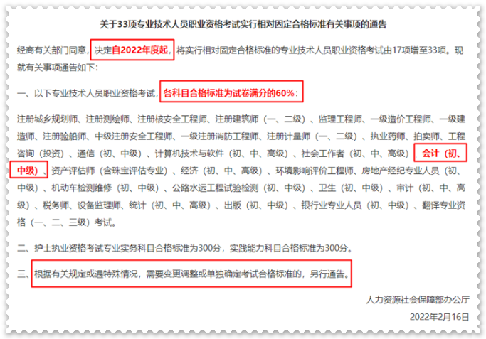 33项专业技术人员职业资格考试的合格标准相对固定 33项专业技术人员职业资格考试的合格标准相对固定