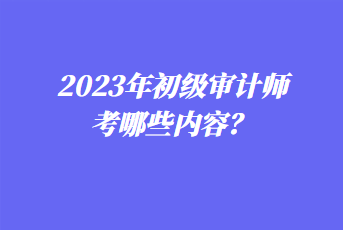 2023年初级审计师考哪些内容? 2023年初级审计师考哪些内容?