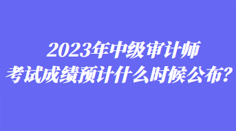 2023年中级审计师考试成绩预计什么时候公布? 2023年中级审计师考试成绩预计什么时候公布?