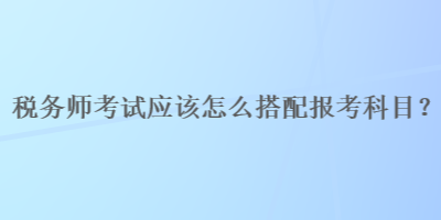 税务师考试应该怎么搭配报考科目？