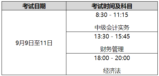 中级会计考试时间 中级会计考试时间