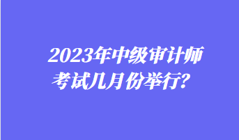 2023年中级审计师考试几月份举行? 2023年中级审计师考试几月份举行?