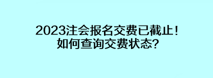 2023注会报名交费已截止!如何查询交费状态? 2023注会报名交费已截止!如何查询交费状态?