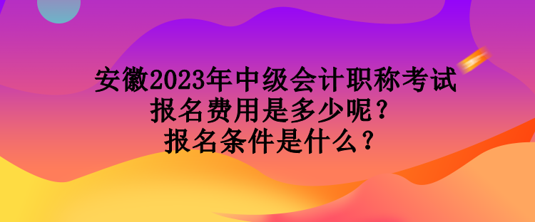 安徽2023年中级会计职称考试报名费用是多少呢？报名条件是什么？
