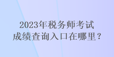 2023年税务师考试成绩查询入口在哪里？