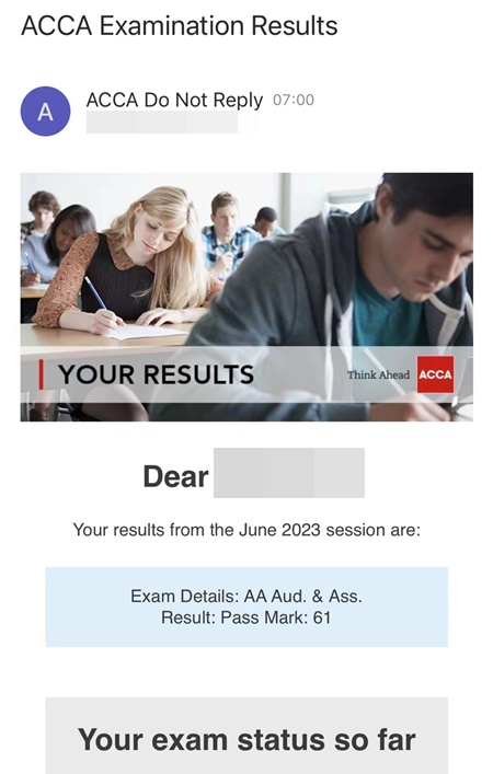 2023年6月ACCA成绩公布 网校学员捷报频传! 2023年6月ACCA成绩公布 网校学员捷报频传!