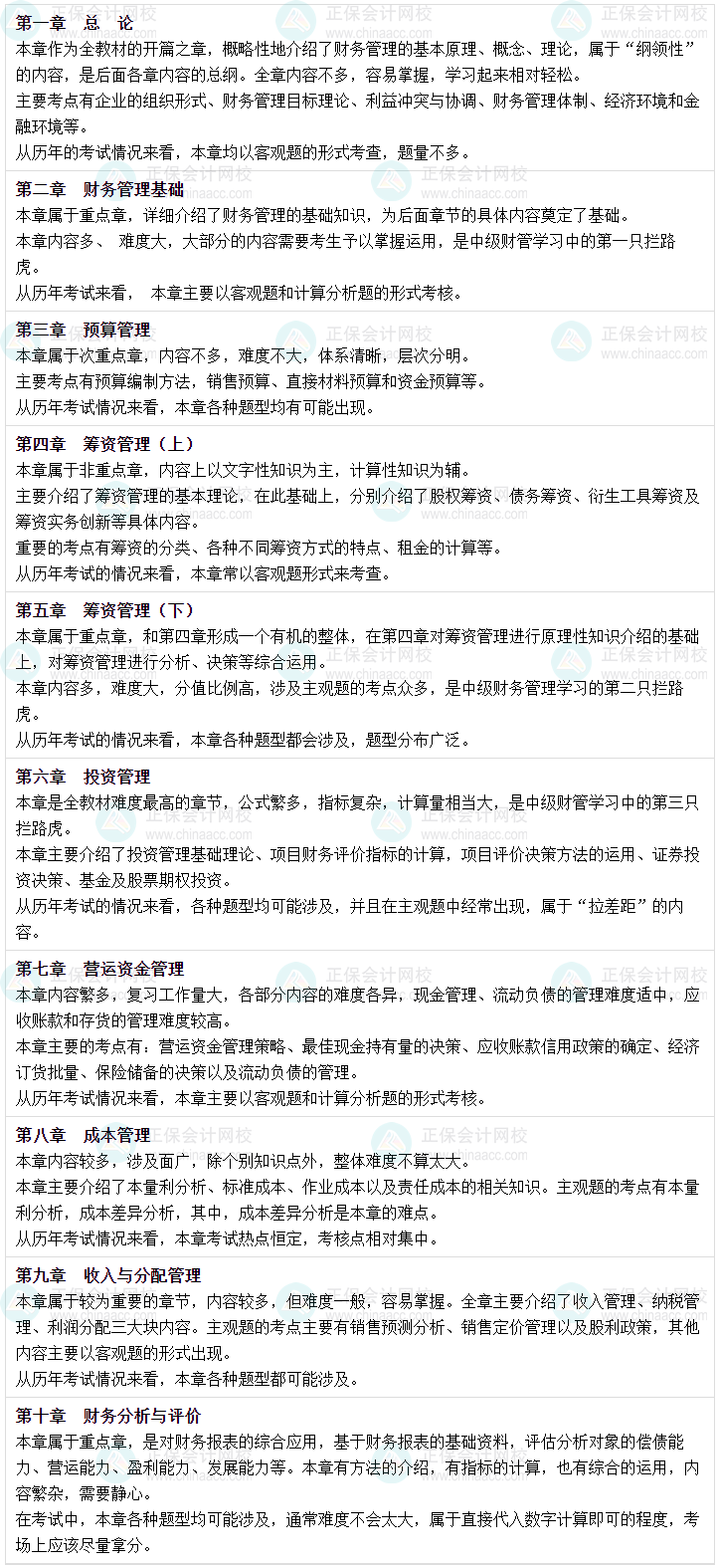2024年中级会计预习备考 财务管理10章逐章学习策略