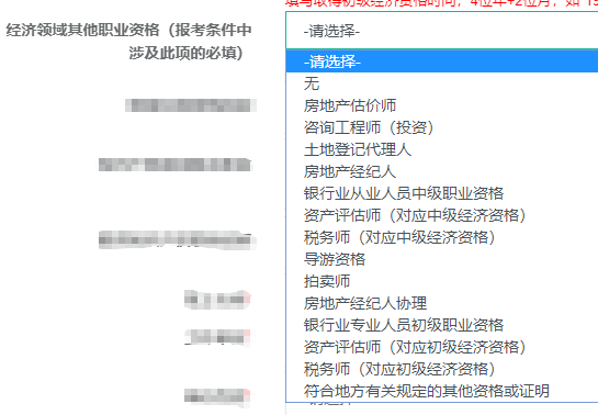 经济领域其他职业资格选择