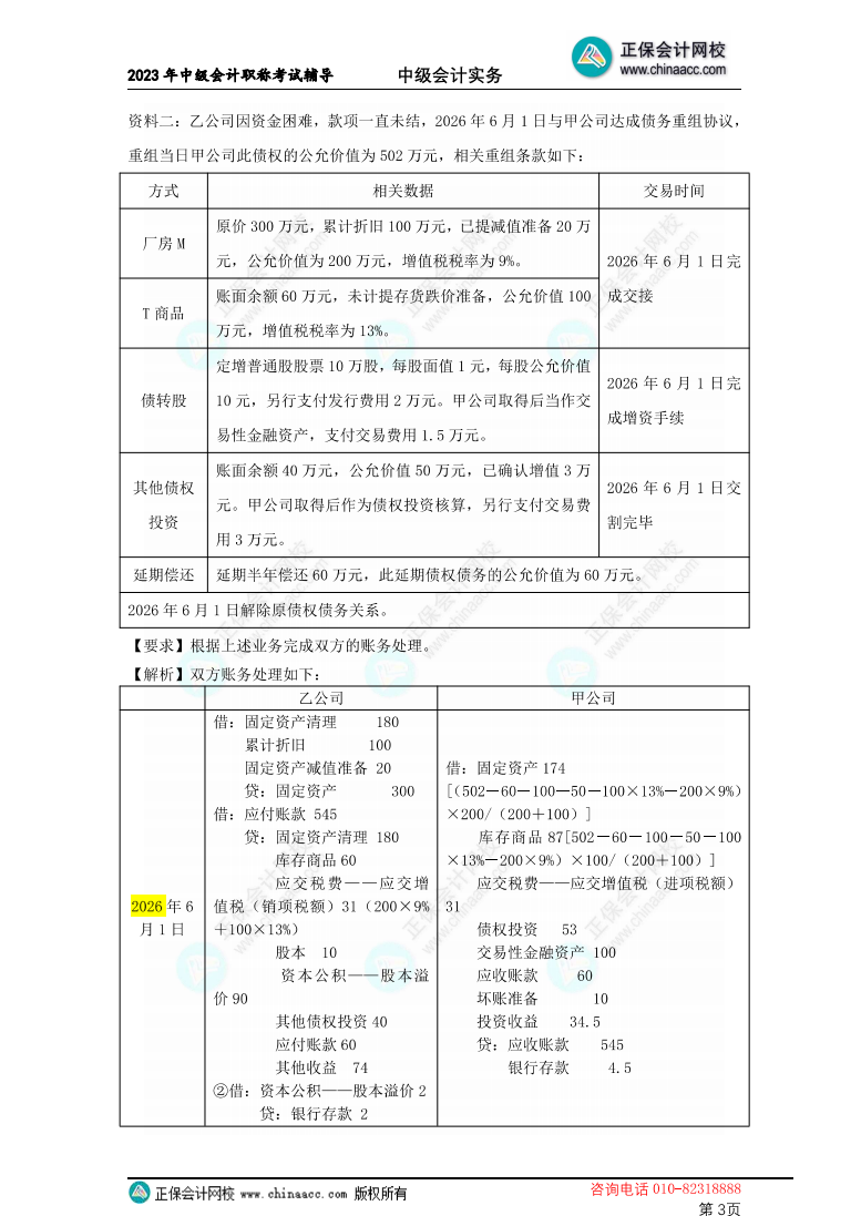 【答案下载】2023高志谦中级会计实务母仪天下第一季——非现金资产专题