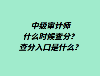 中级审计师什么时候查分？查分入口是什么？