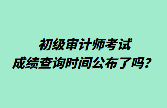 初级审计师考试成绩查询时间公布了吗? 初级审计师考试成绩查询时间公布了吗?