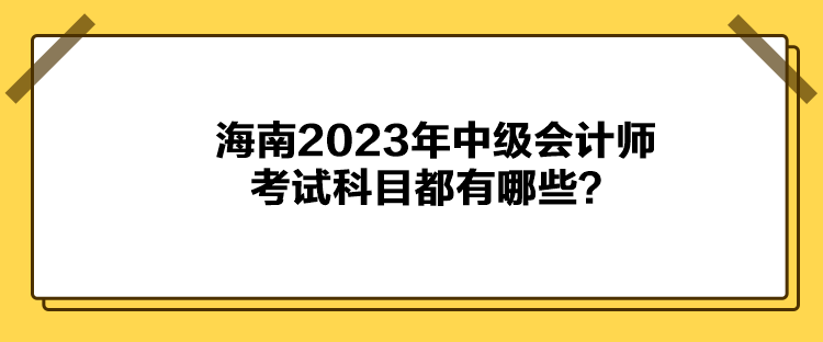 海南2023年中级会计师考试科目都有哪些？