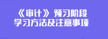 2024年注会《审计》预习阶段学习方法及注意事项