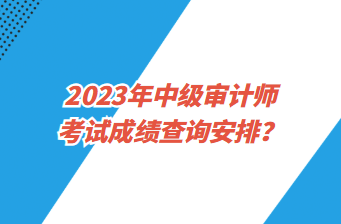 2023年中级审计师考试成绩查询安排? 2023年中级审计师考试成绩查询安排?