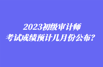 2023初级审计师考试成绩预计几月份公布? 2023初级审计师考试成绩预计几月份公布?