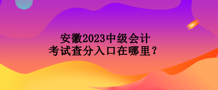 安徽2023中级会计考试查分入口在哪里？