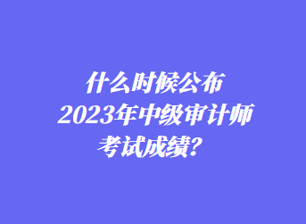 什么时候公布2023年中级审计师考试成绩? 什么时候公布2023年中级审计师考试成绩?