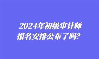 2024年初级审计师报名安排公布了吗? 2024年初级审计师报名安排公布了吗?