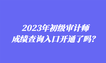 2023年初级审计师成绩查询入口开通了吗? 2023年初级审计师成绩查询入口开通了吗?