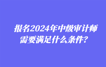 报名2024年中级审计师需要满足什么条件？