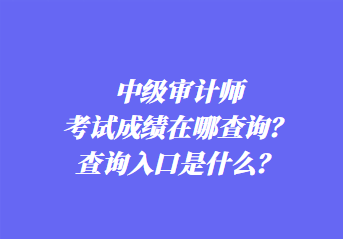 中级审计师考试成绩在哪查询?查询入口是什么? 中级审计师考试成绩在哪查询?查询入口是什么?