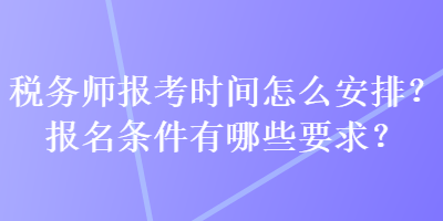 税务师报考时间怎么安排？报名条件有哪些要求？