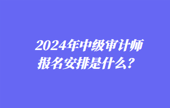 2024年中级审计师报名安排是什么？