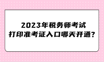 2023年税务师考试打印准考证入口哪天开通？