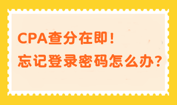 CPA查分在即！忘记登录密码？帮你分分钟找回密码！