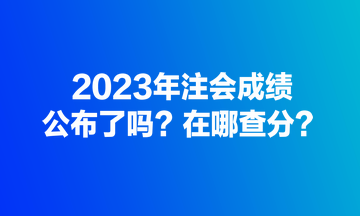 2023年注会成绩公布了吗？在哪查分？