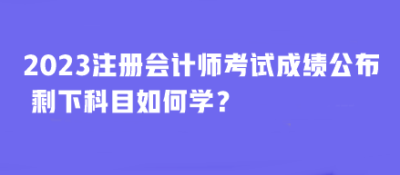 2023年注册会计师考试成绩公布 剩下科目如何学？