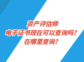资产评估师电子证书现在可以查询了吗?在哪里查询? 资产评估师电子证书现在可以查询了吗?在哪里查询?
