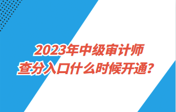 2023年中级审计师查分入口什么时候开通? 2023年中级审计师查分入口什么时候开通?