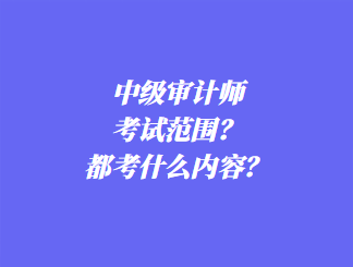 中级审计师考试范围？都考什么内容？