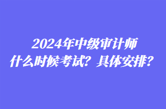 2024年中级审计师什么时候考试？具体安排？