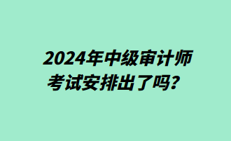 2024年中级审计师考试安排出了吗？