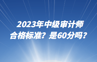 2023年中级审计师合格标准？是60分吗？