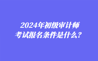 2024年初级审计师考试报名条件是什么？
